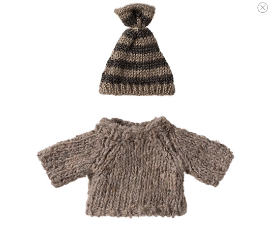 Maileg Knitted sweater and hat, Big Brother Mouse