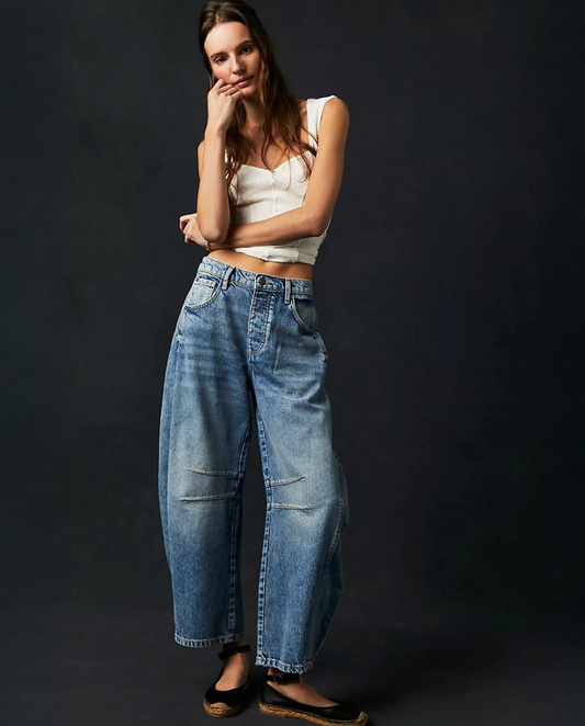 We The Free Good Luck Mid-Rise Barrel Jeans