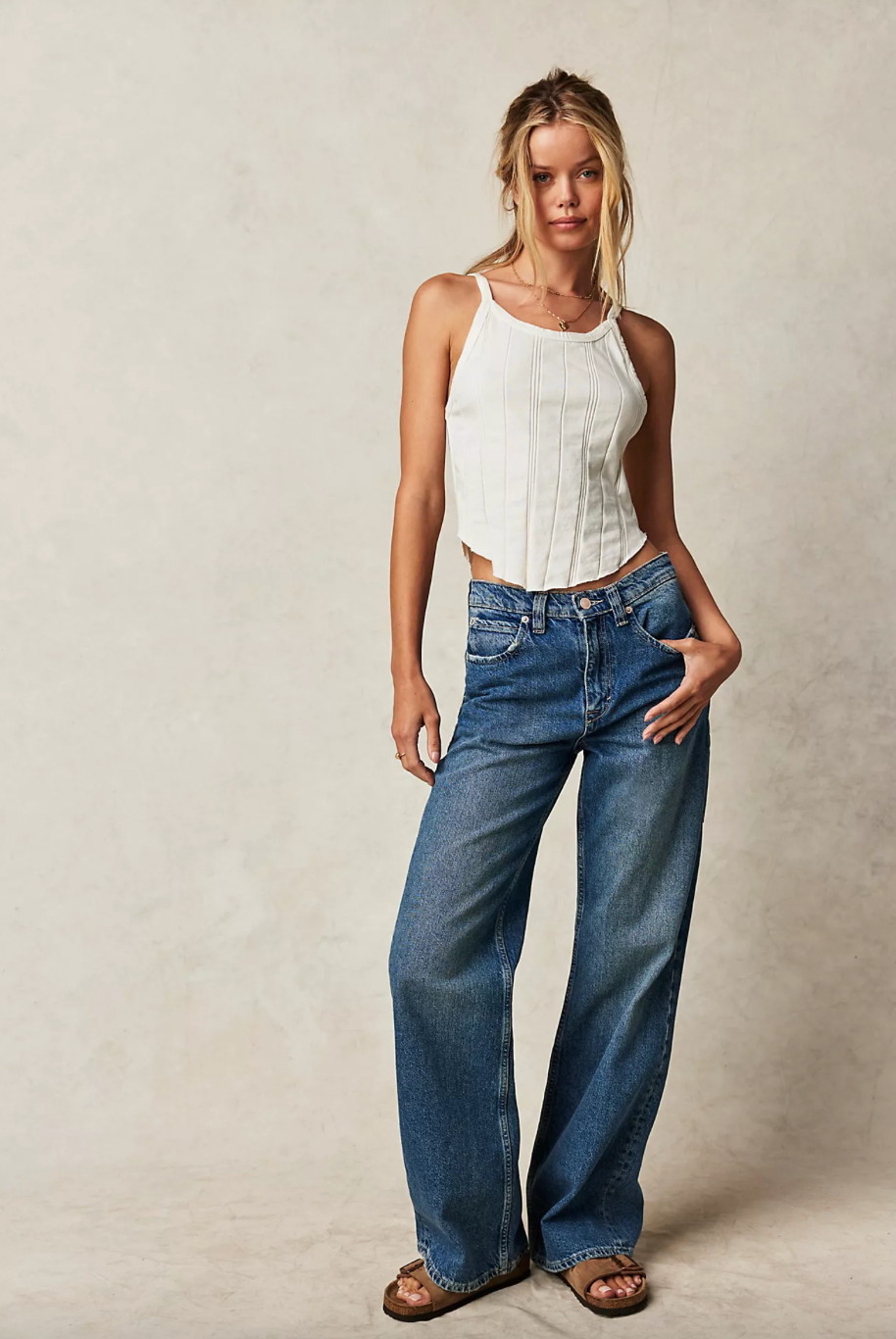 Free People Tinsley Baggy High-Rise Jeans - Hazey Blue