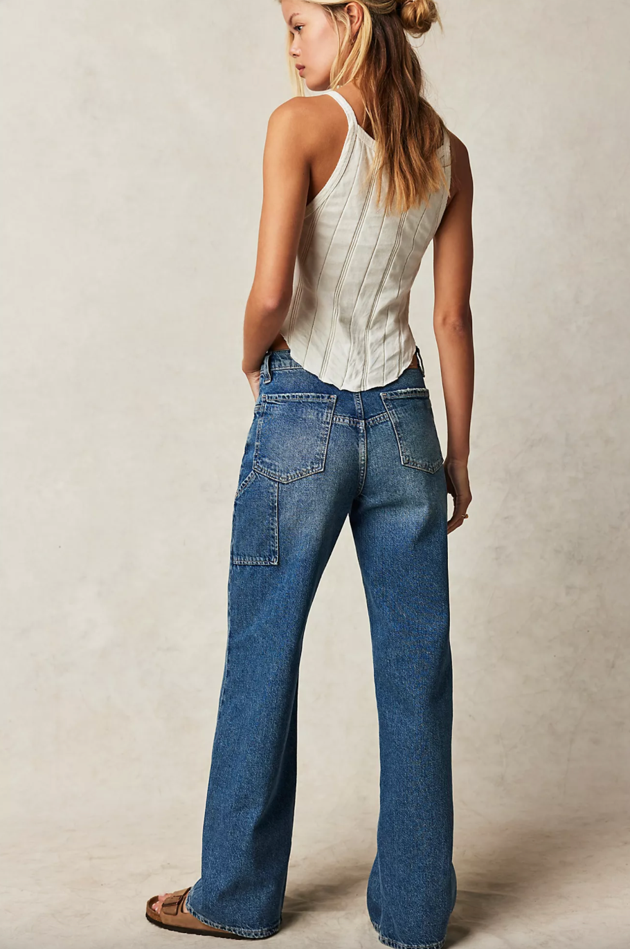 Free People Tinsley Baggy High-Rise Jeans - Hazey Blue