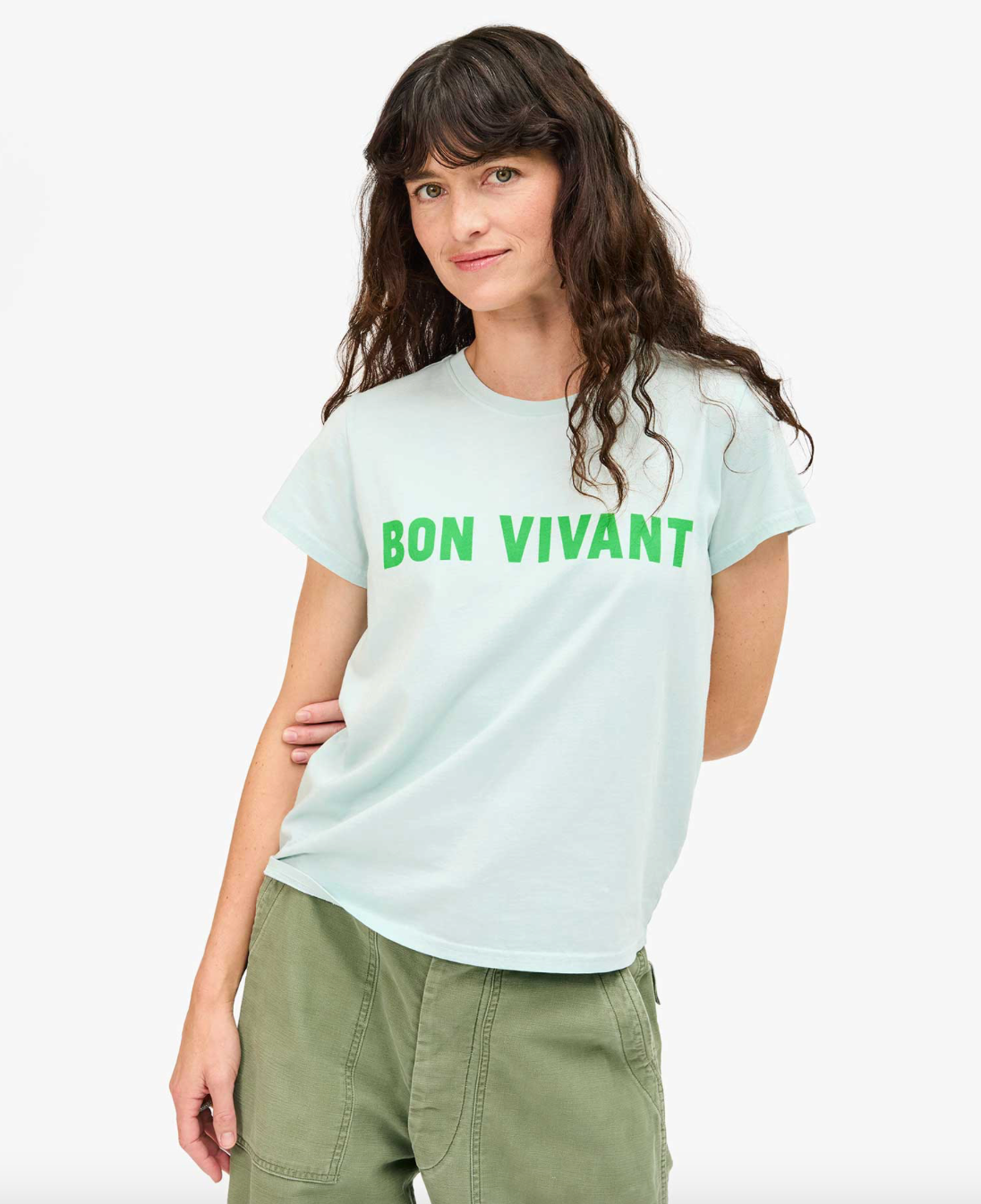 Clare V. Classic Tee - Sky Blue w/ Grass Bon Vivant