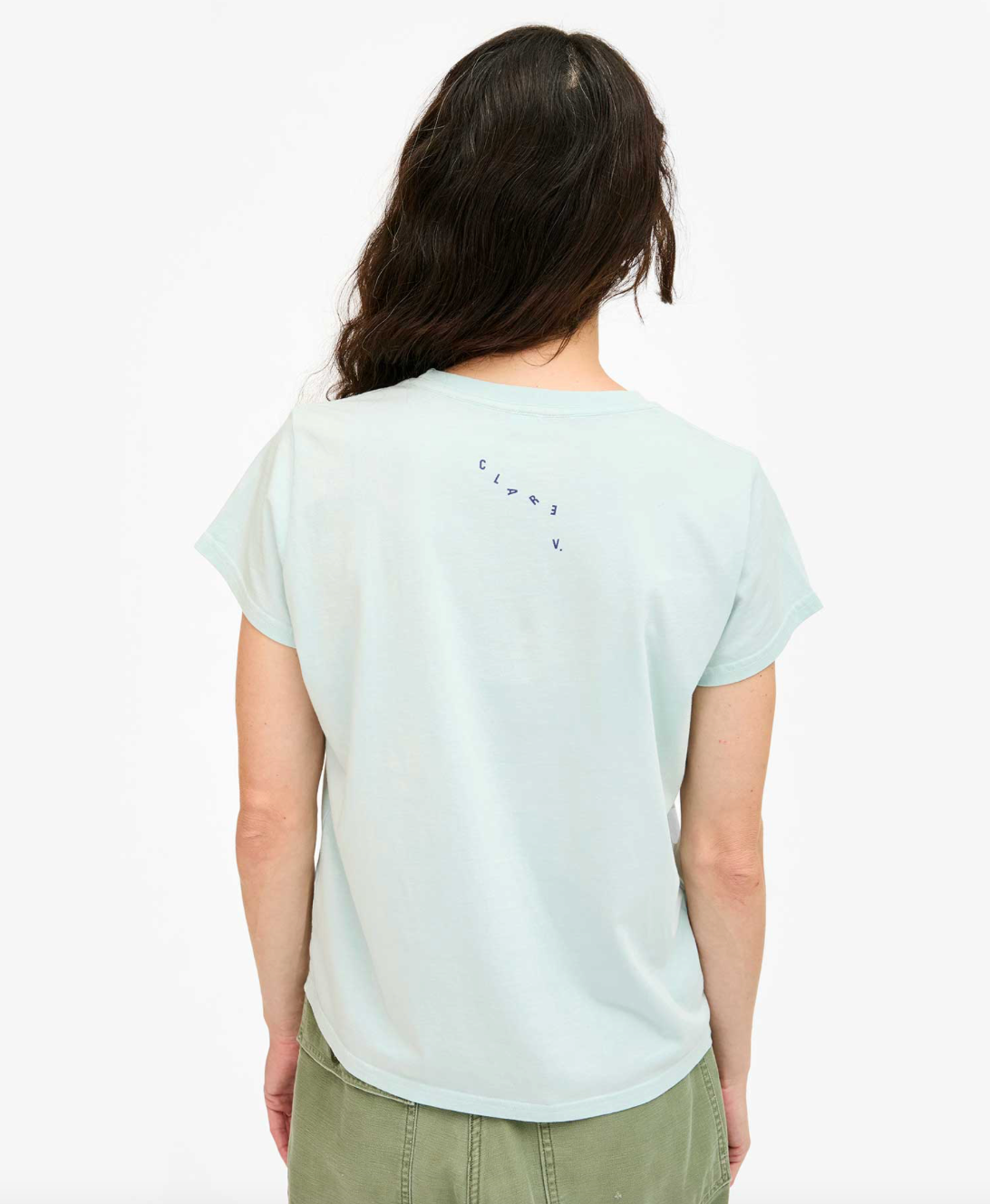 Clare V. Classic Tee - Sky Blue w/ Grass Bon Vivant