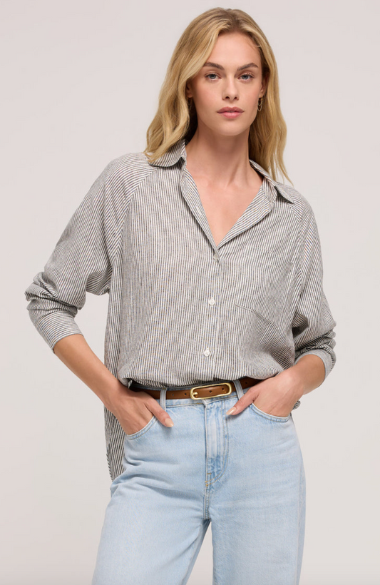 Perfect Linen Stripe Top - Sea Salt