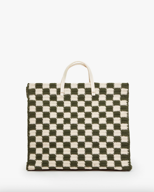 Clare V. Summer Simple Tote - Olive/Cream