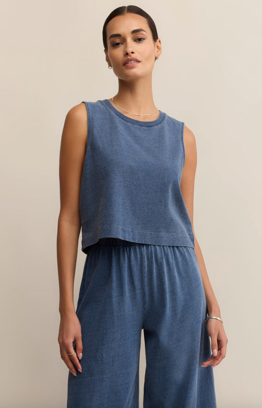 Sloane Jersey Denim Muscle Tank