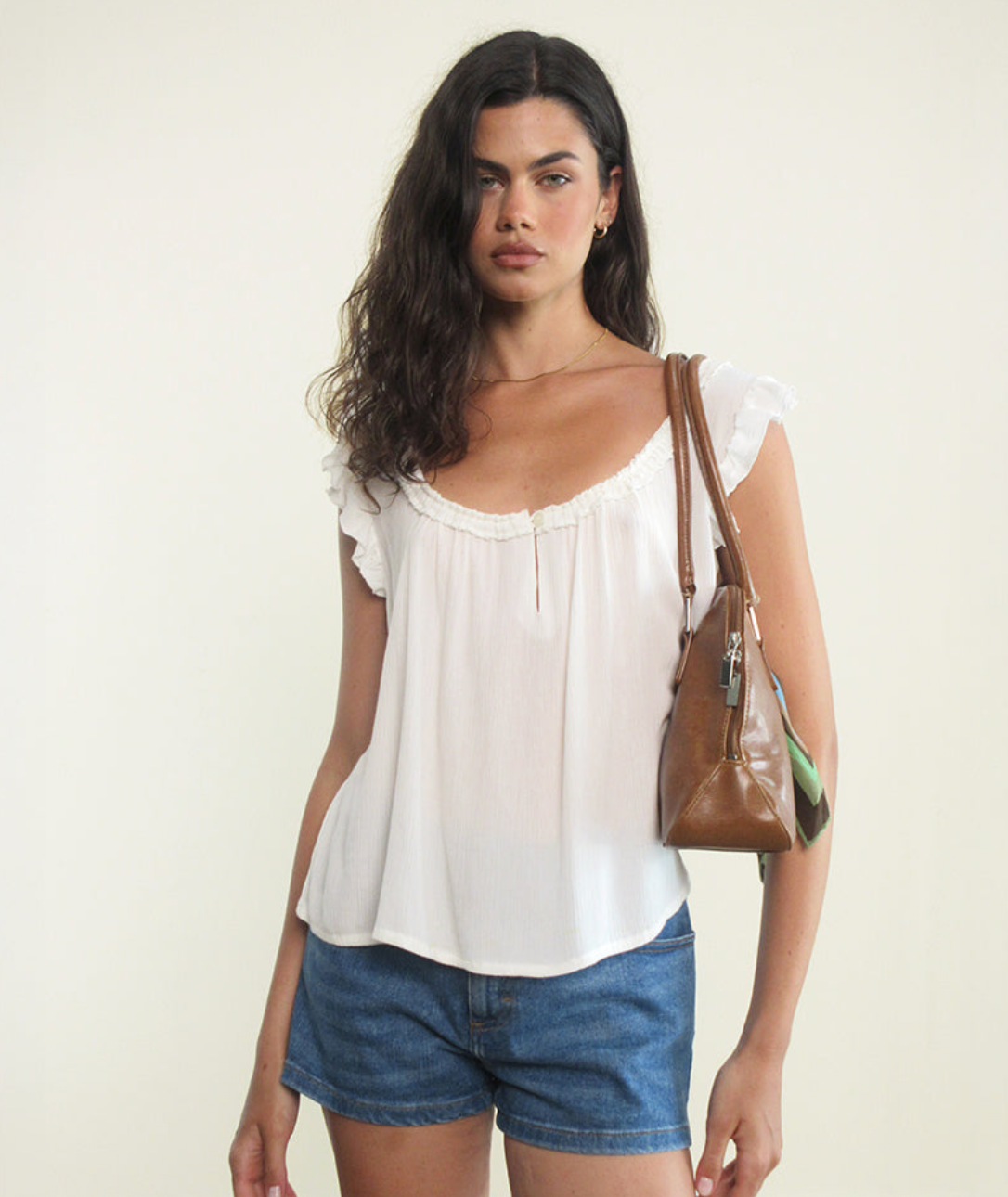 Motel Rocks Merisso Scoop Neck Keyhole Top