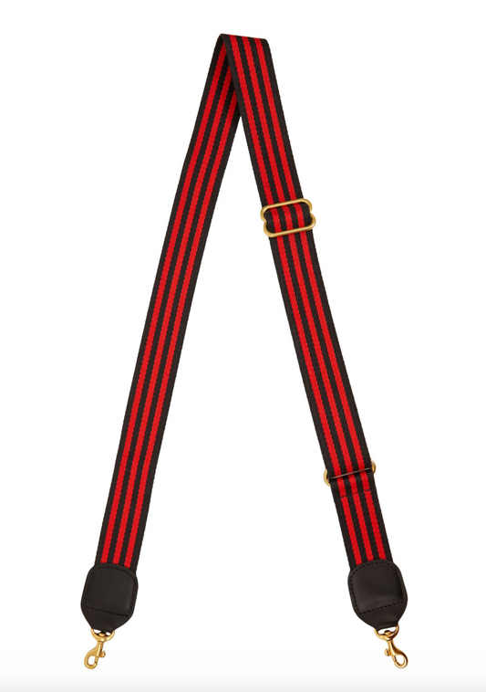 Clare V. Shoulder Strap - Black/Red Stripe