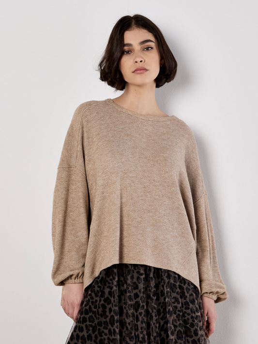 Apricot Honeycomb Knit Oversized Top
