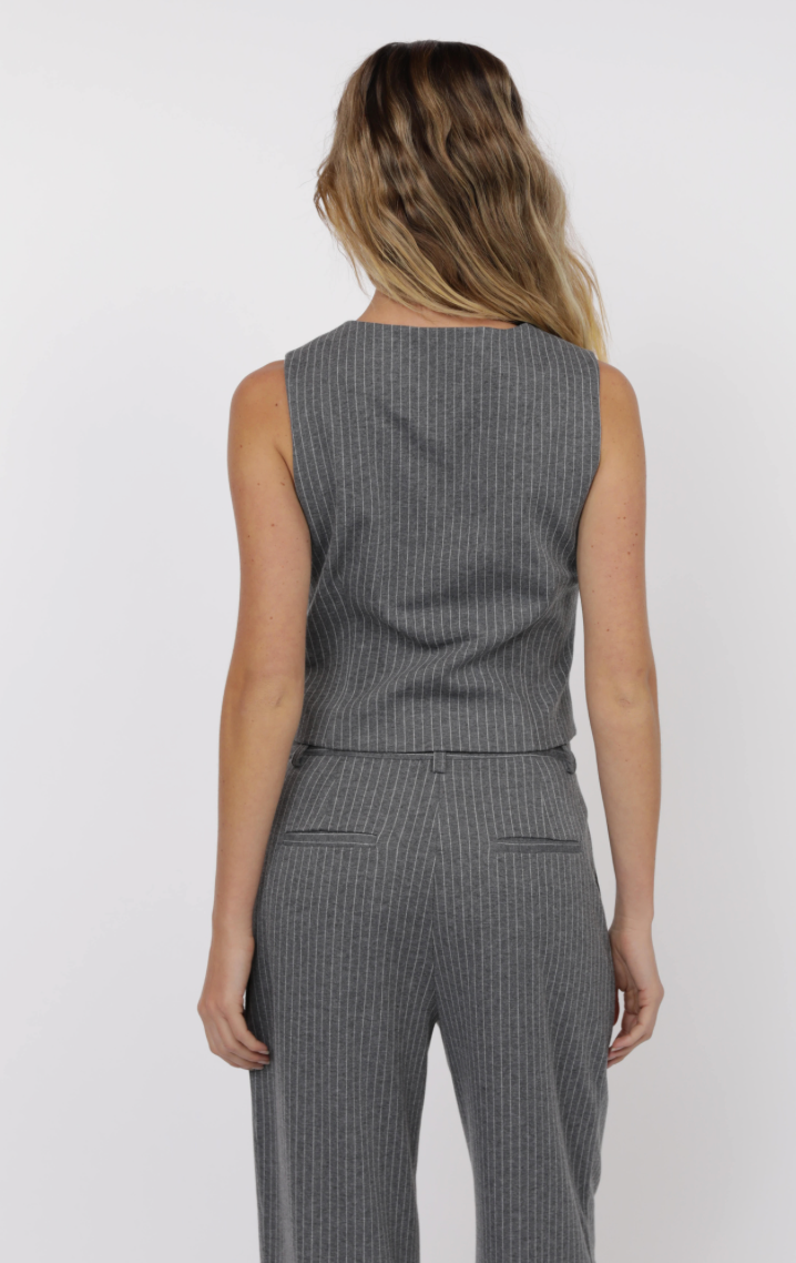 Day To Day Pinstripe Front Tie Vest Top