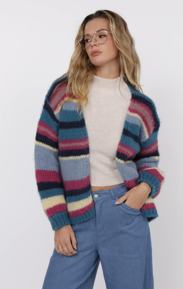 Be Present Multi Color Stripe Cardigan