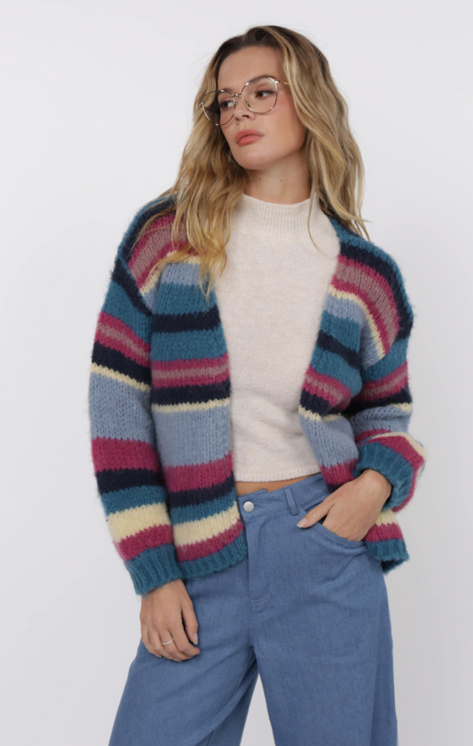 Be Present Multi Color Stripe Cardigan