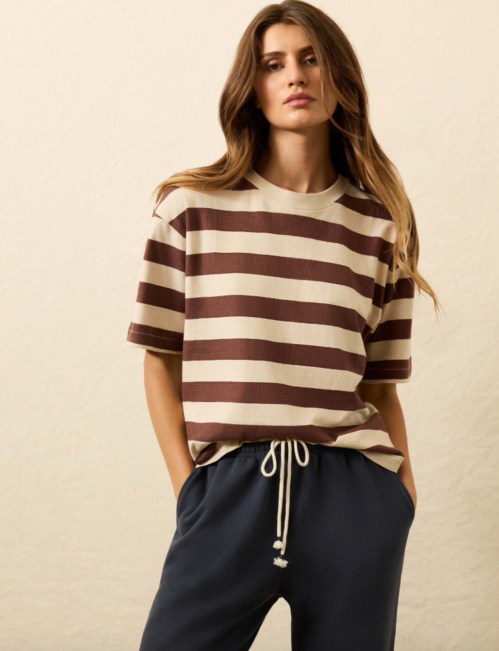 Faherty Hemp Blend Vintage Tee - Espresso Stripe