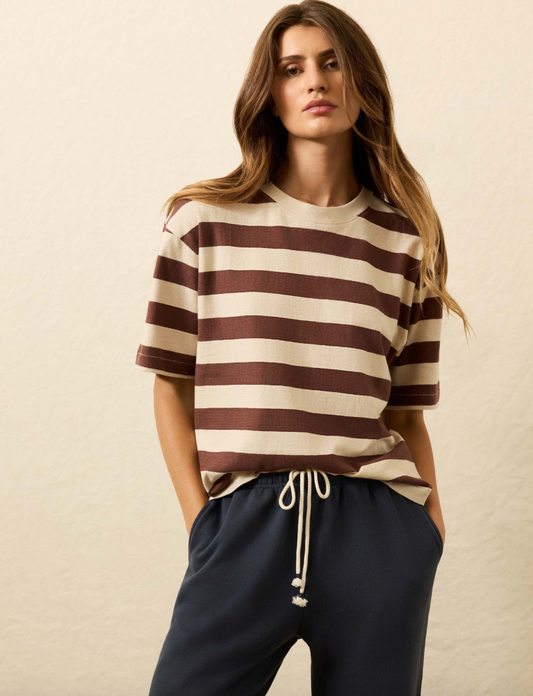 Faherty Hemp Blend Vintage Tee - Espresso Stripe