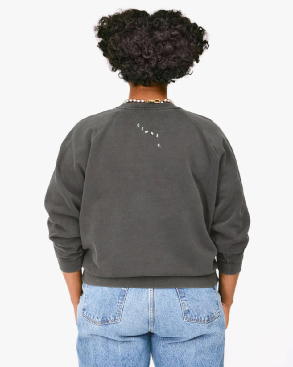 Clare V. Iconique Sweatshirt - Faded Black w/ Cream