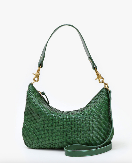 Clare V. Moyen Messenger - Evergreen Woven Zig-Zag