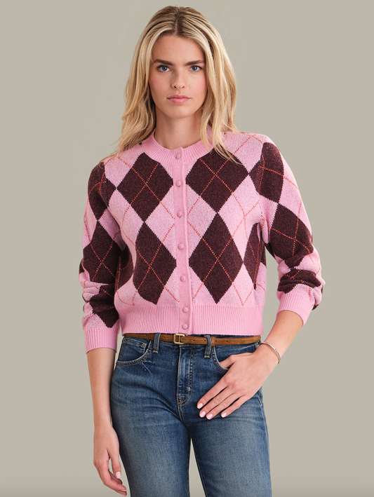 525 America Parker Sweater - Diamond Check Crewneck Cardigan