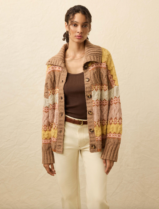 Faherty Highland Fairisle Cardigan - Lakeside Fairisle Haze