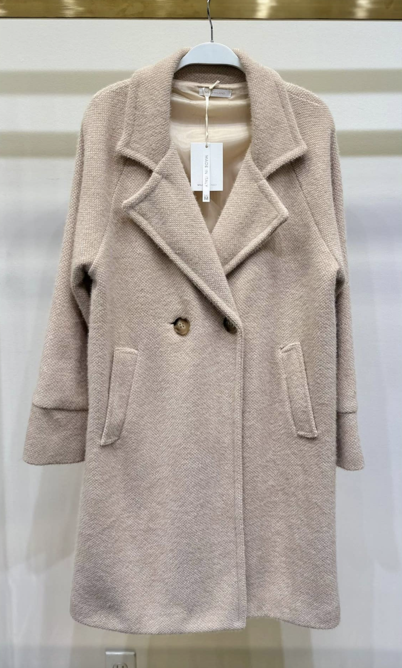 Milio Milano Faux Wool Pile Coat with Pocket - Beige