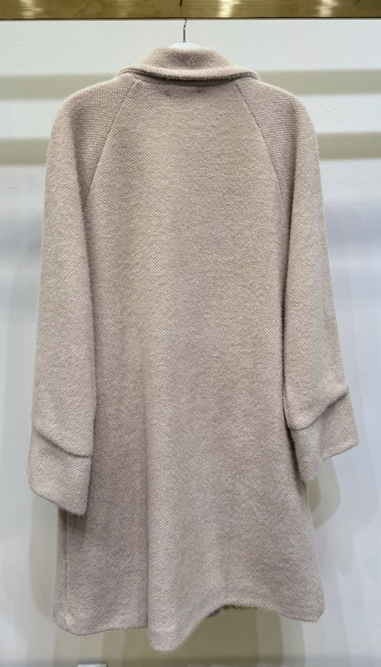 Milio Milano Faux Wool Pile Coat with Pocket - Beige