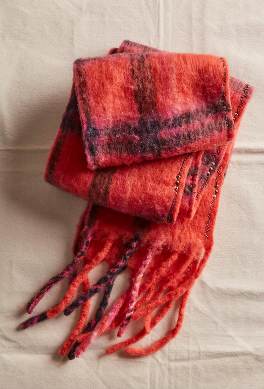 Free People Highland Plaid Skinny Scarf