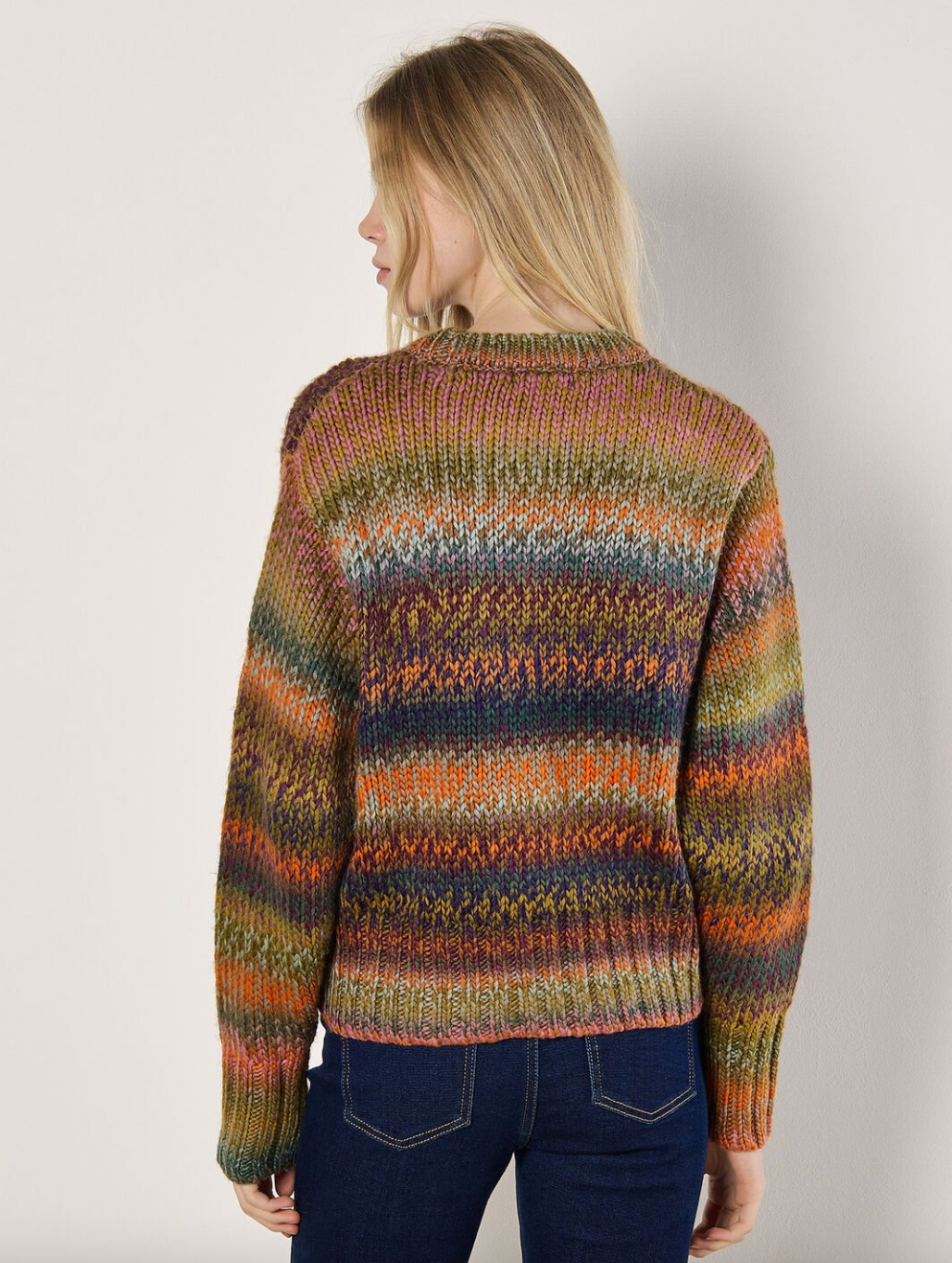Apricot Chunky Knit Tonal Stripe Jumper