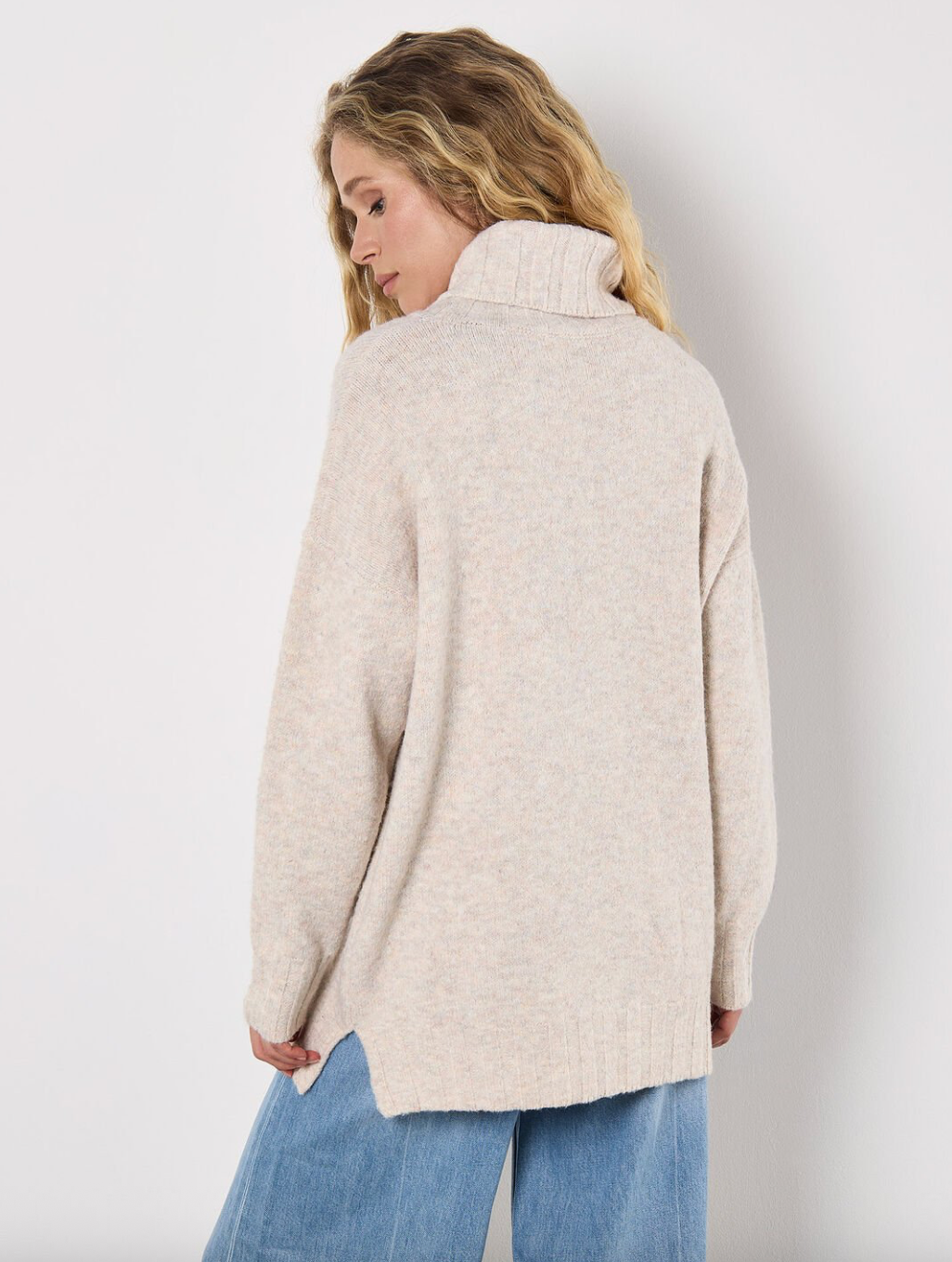 Apricot Oversized Roll Neck Tunic Jumper