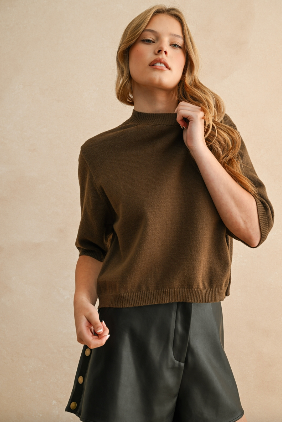 Miou Muse Short Sleeve Sweater Top