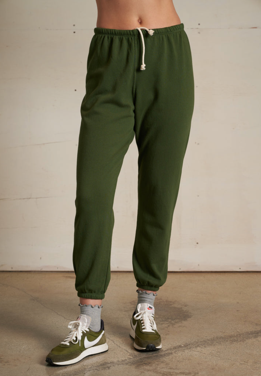Perfect White Tee - Johnny French Terry Easy Sweatpant - Fern Green