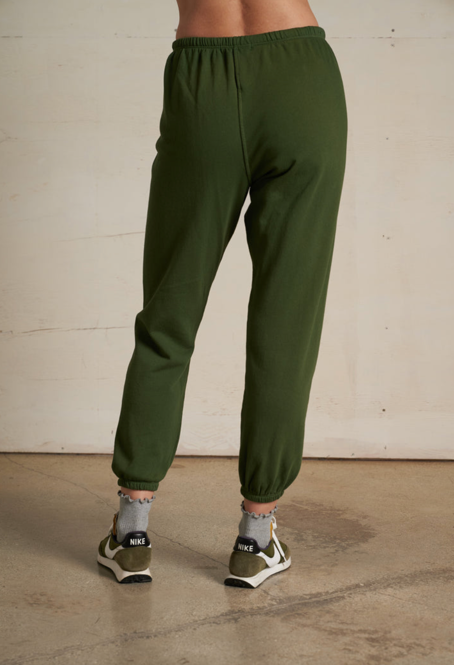 Perfect White Tee - Johnny French Terry Easy Sweatpant - Fern Green