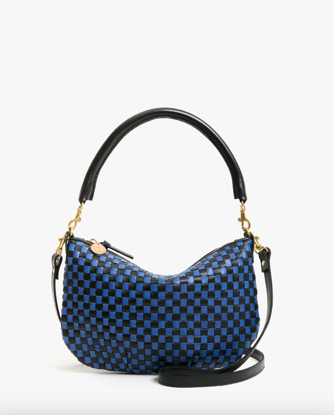 Clare V. Petit Moyen - Black/Cobalt Woven Checker
