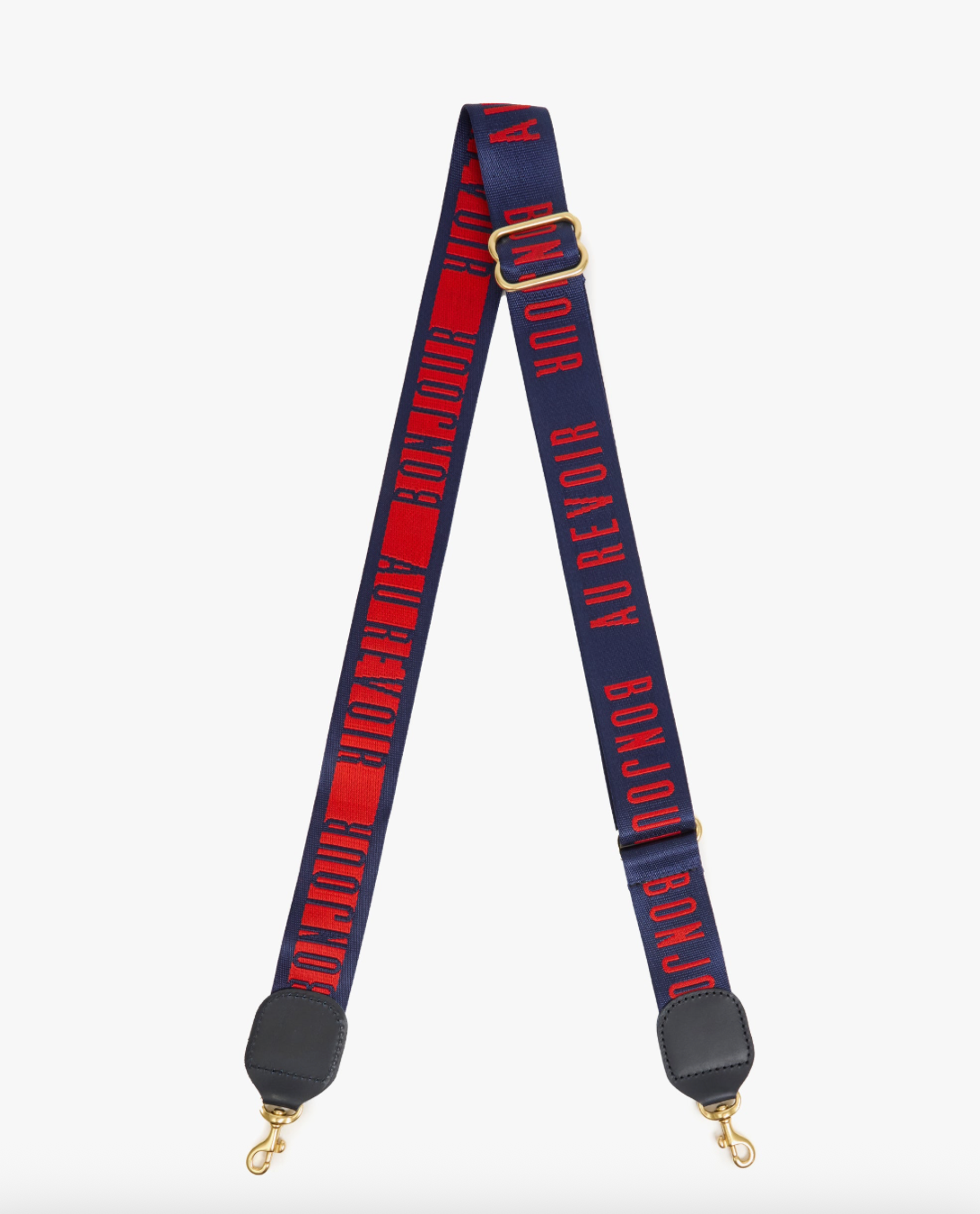 Clare V. Adjustable Crossbody Strap - Navy/Poppy Bonjour Au Revoir