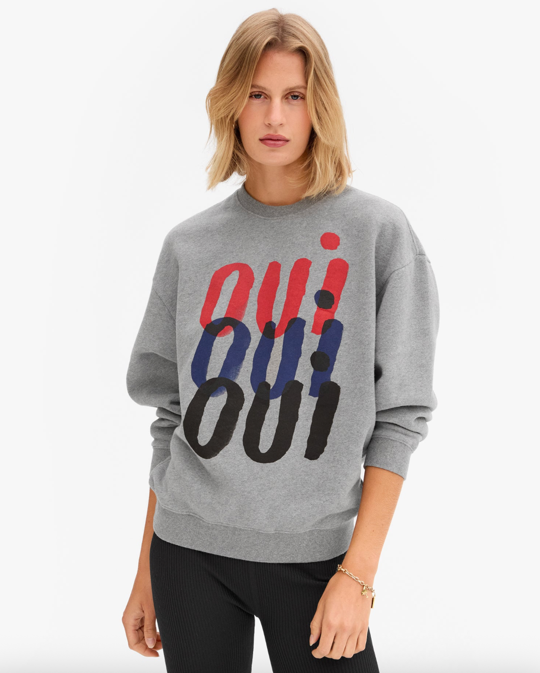 Clare V. Oversized Sweatshirt - Grey Melange Triple Oui