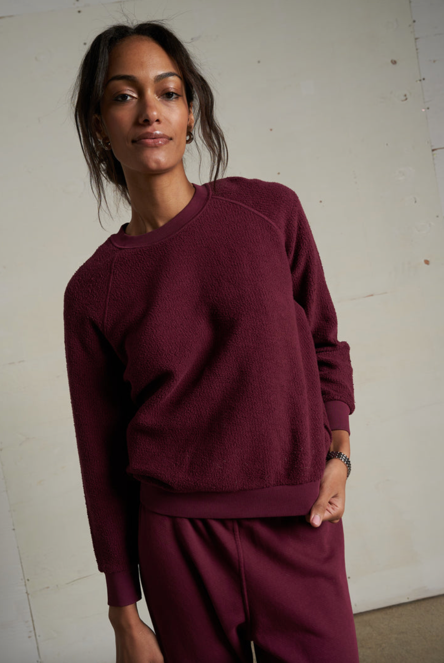 Perfect White Tee Ziggy Crew-Neck Sweatshirt - Dark Burgundy