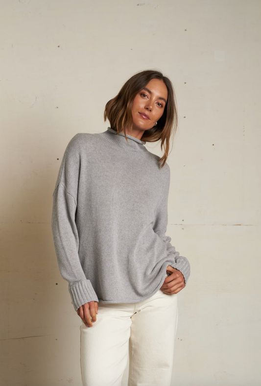 Perfect White Tee Nova Mock-Neck Sweater - Heather Grey
