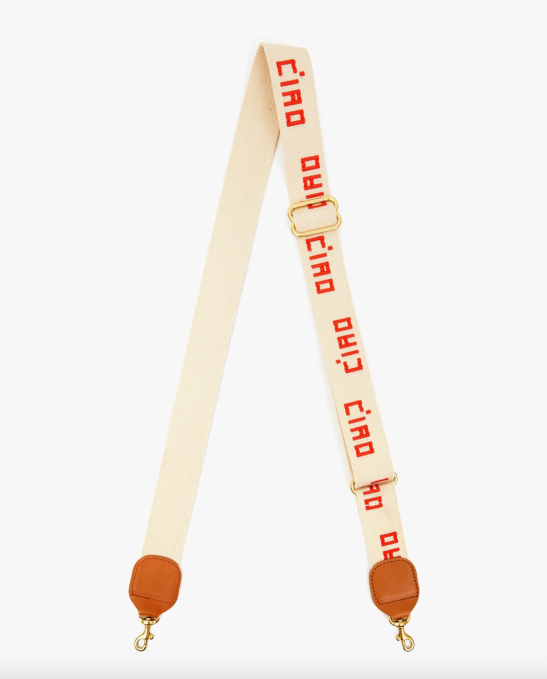 Clare V. Adjustable Crossbody Strap - Natural w/ Poppy Ciao