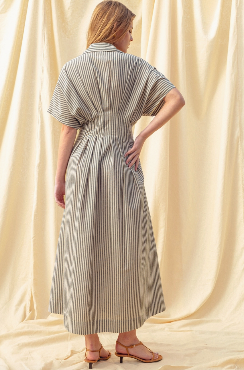 Brooke Brown Stripe Midi Dress - gilt+gossamer