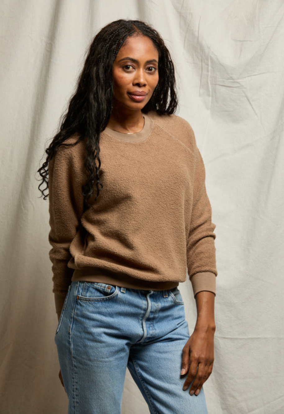 Perfect White Tee Ziggy Crew-Neck Sweatshirt - Mocha - gilt+gossamer