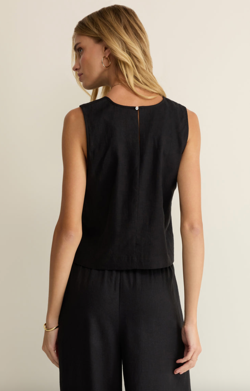 Sloane Linen Cropped Tank - gilt+gossamer