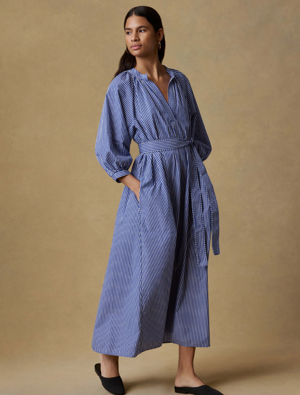 Faherty Coastal Poplin Kaia Dress - Endless Coast Stripe