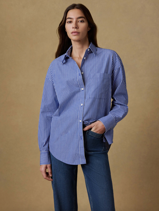 Faherty Coastal Poplin Relaxed Shirt - Endless Coast Stripe