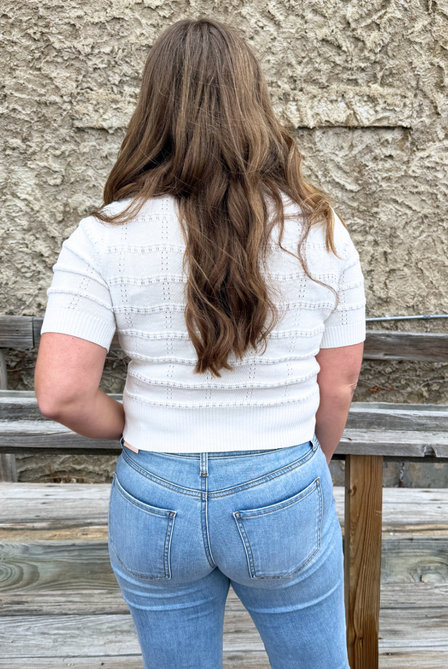 Apricot Stripe Pointelle Knit Cardi - gilt+gossamer