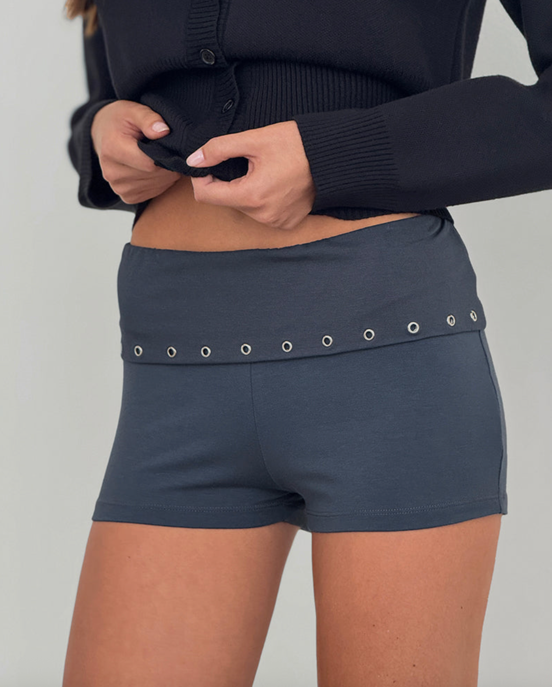 Motel Rocks Gojo Short - Jersey Ocean Storm With Eyelets - gilt+gossamer