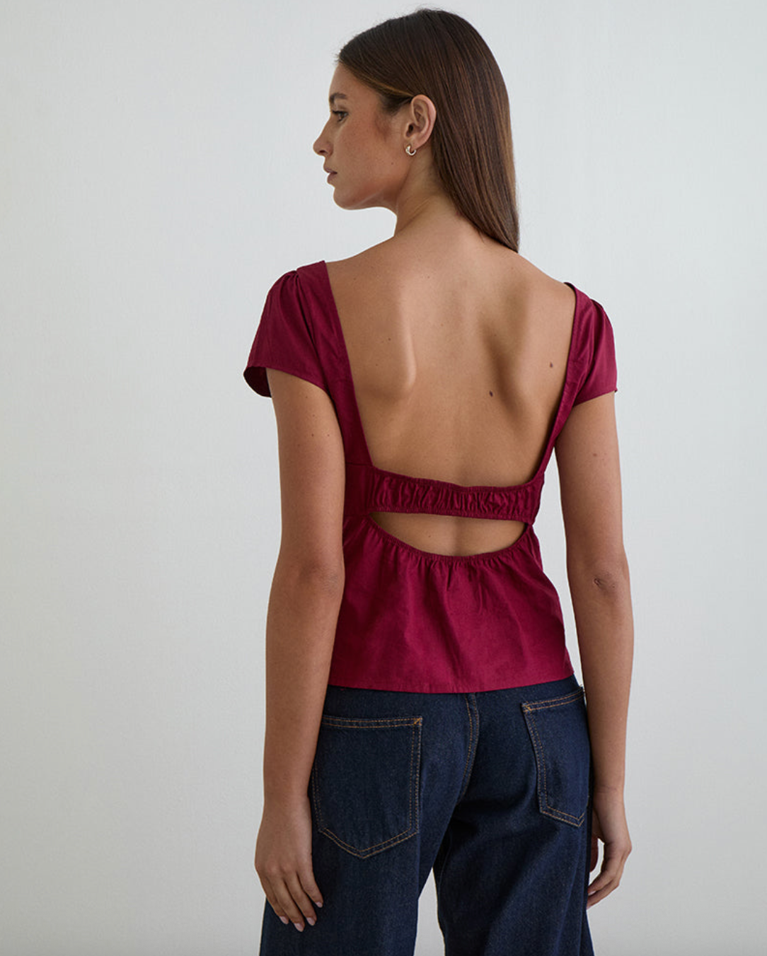 Motel Rocks Uliva Cap Sleeve Corset Top - Poplin Burgundy - gilt+gossamer