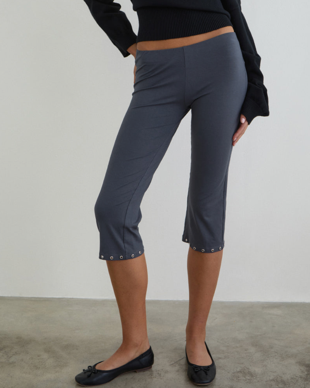 Motel Rocks Kyogai Capri Trouser - Jersey Ocean Storm With Eyelets - gilt+gossamer