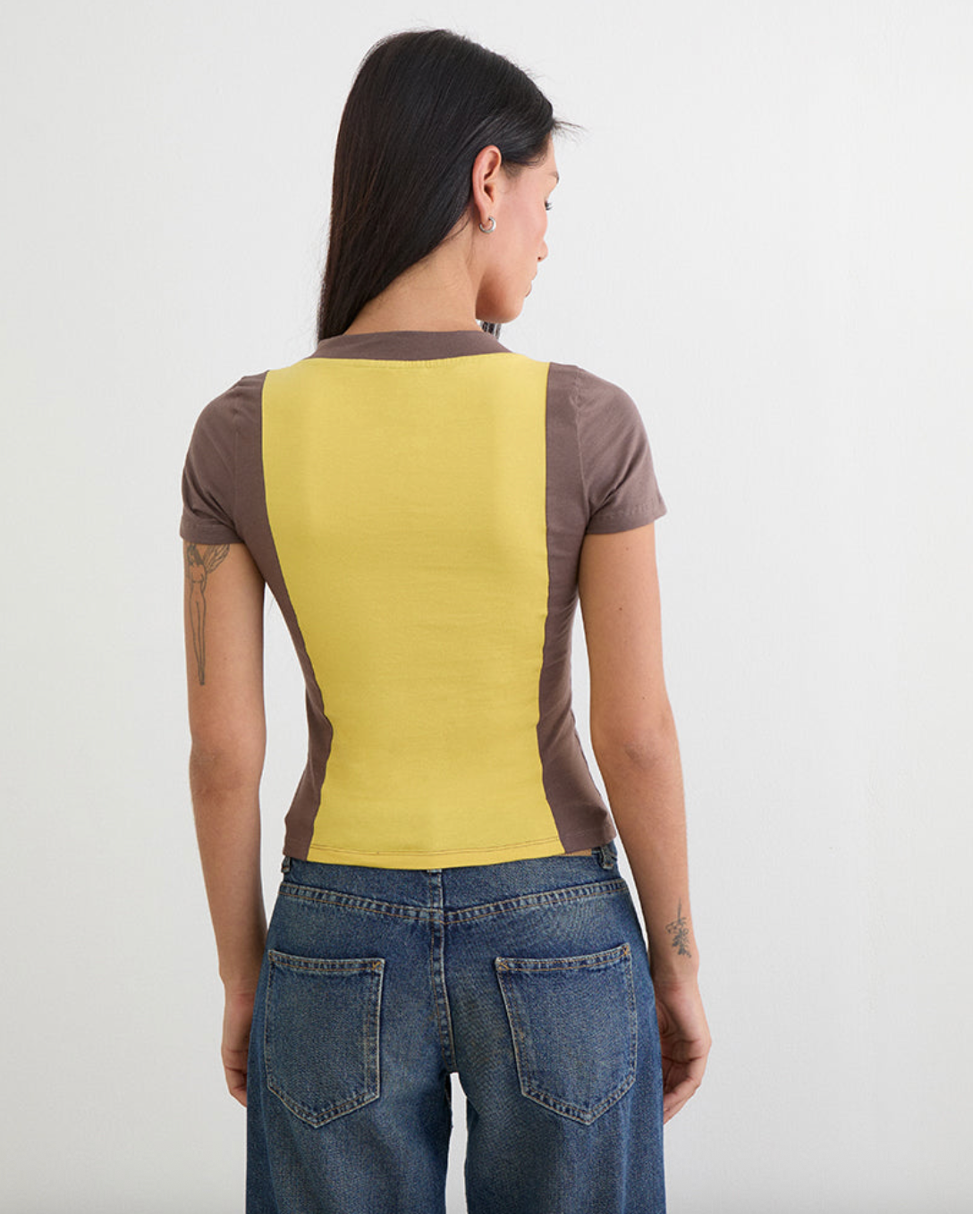 Motel Rocks Haloda V Neck Top - Sunflower Coffee Quartz Combination - gilt+gossamer