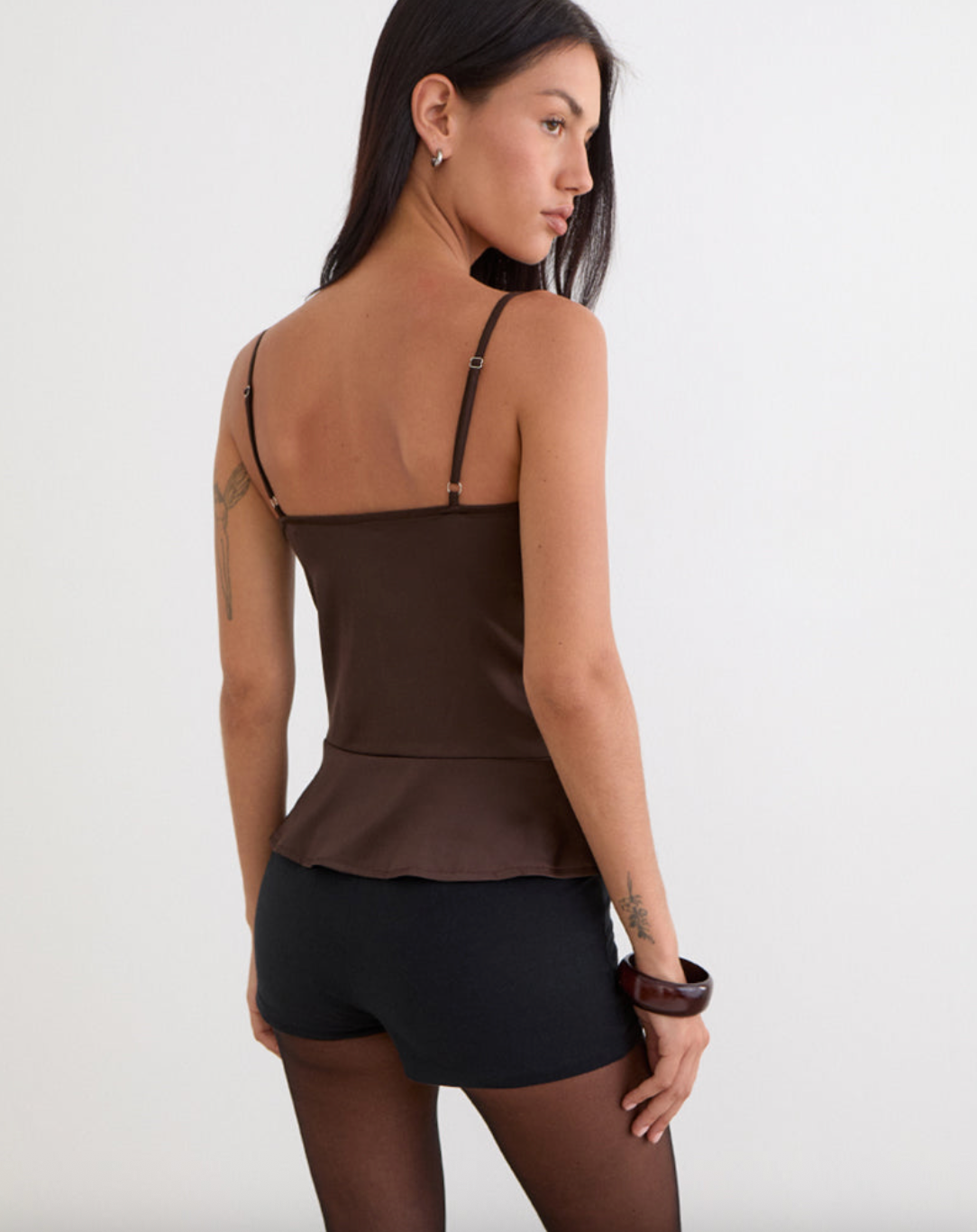 Motel Rocks Turuti Cami Top - Satin Dark Brown - gilt+gossamer