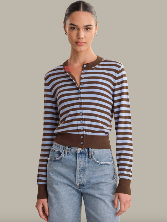 525 Jordan Stripe Crewneck Cropped Cardigan - gilt+gossamer