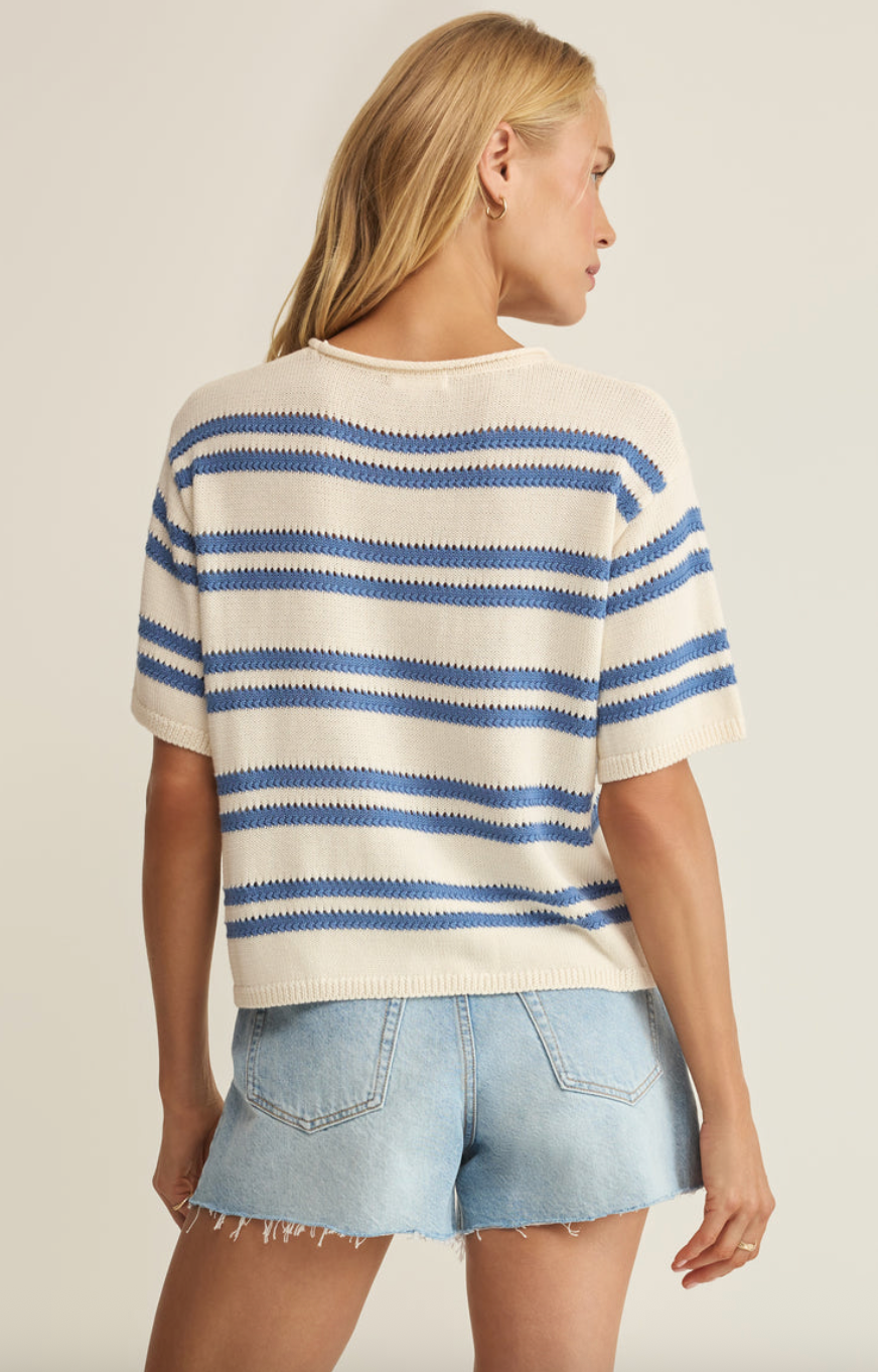 Prado Stripe Sweater Top - Lake Blue - gilt+gossamer