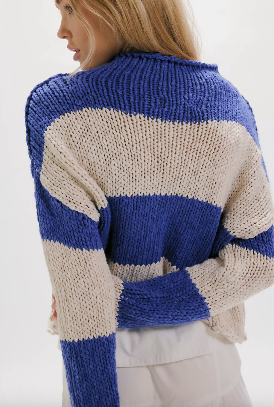 Free People Opal Rollneck Knit Stripe Sweater - Cobalt Combo - gilt+gossamer