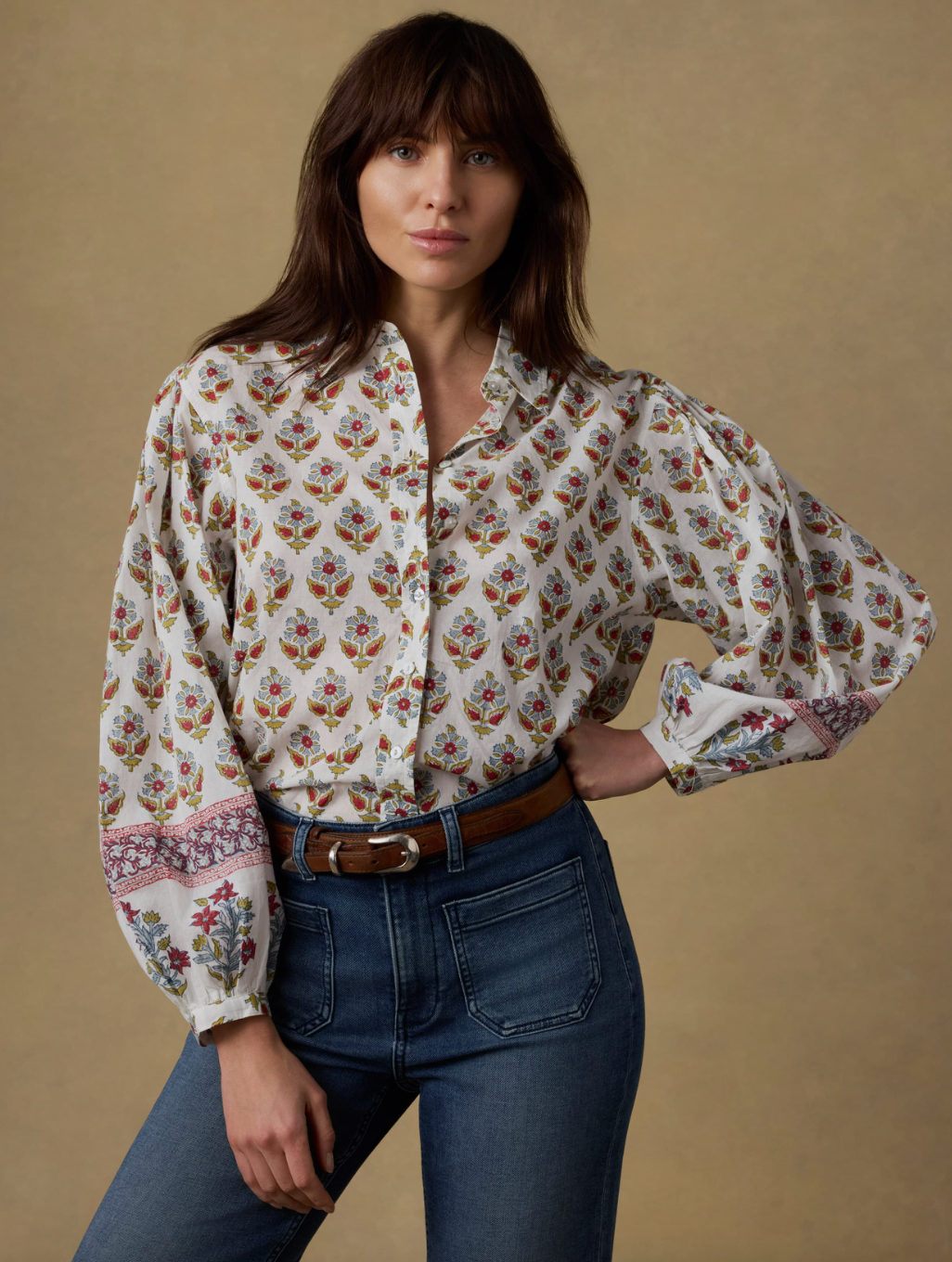 Faherty Suki Blouse - Antique Bouquet - gilt+gossamer
